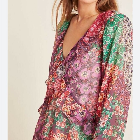 Anthropologie Dresses & Skirts - Anthropologie Maeve Multicolor Floral Long Sleeve Dress size XS